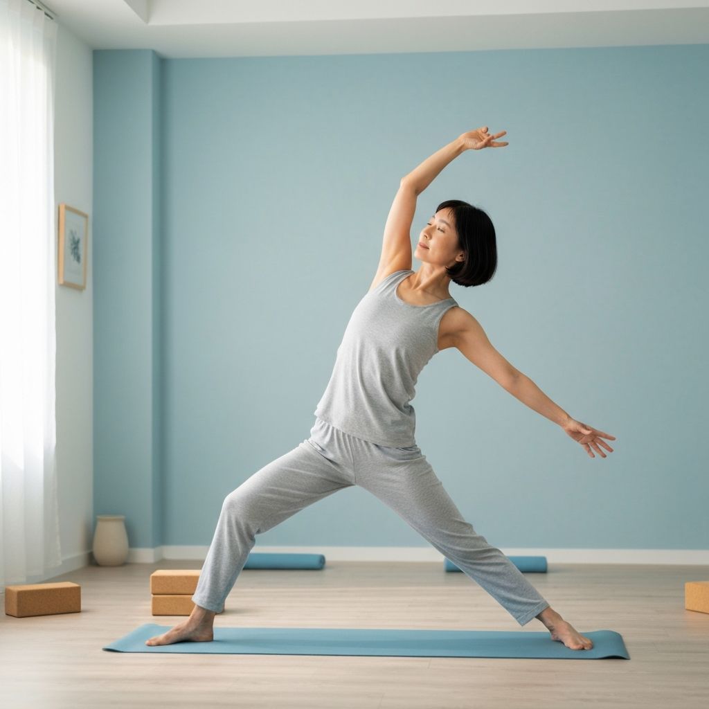 Person practicing gentle yoga poses